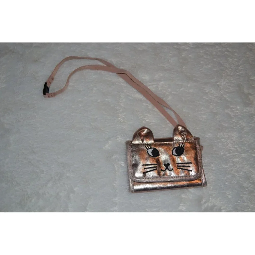 Gap Kids Rose Gold Lanyard Cat Wallet